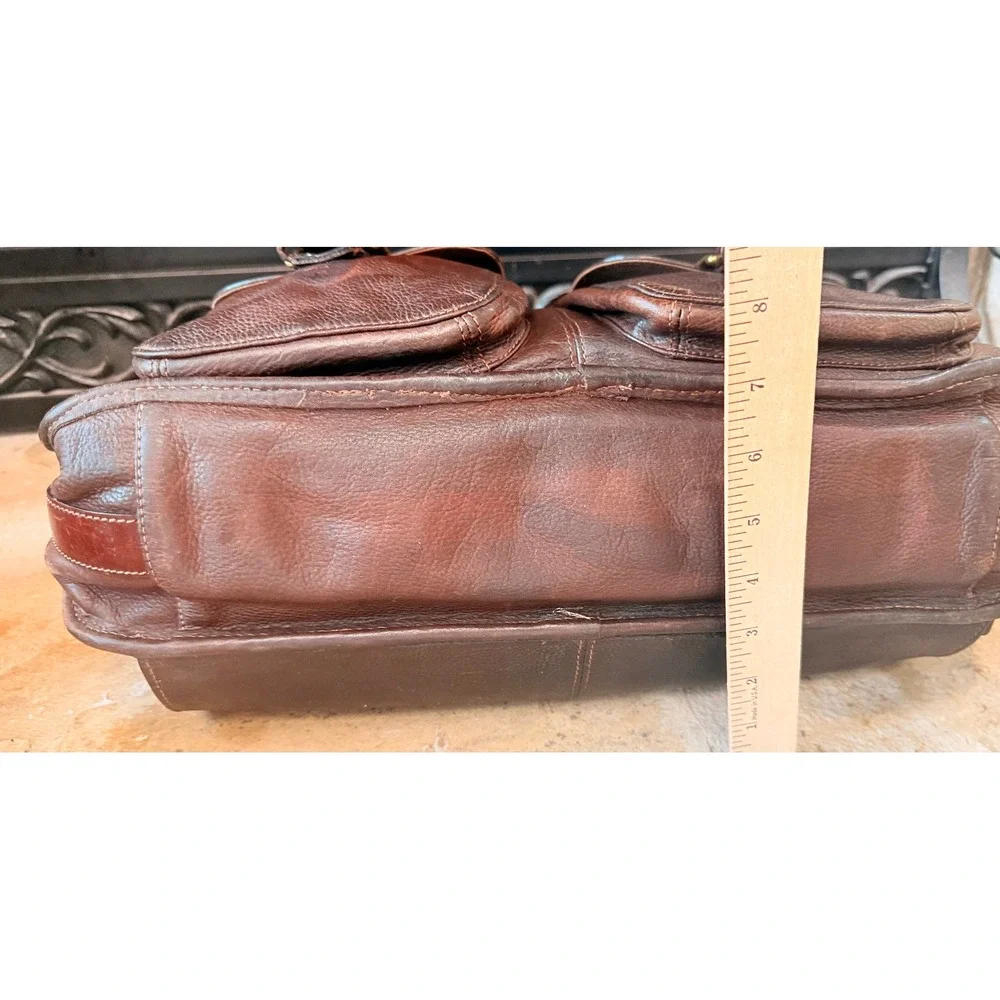 Fossil Vintage Brown Leather Briefcase Laptop Messenger Bag Missing Clasp